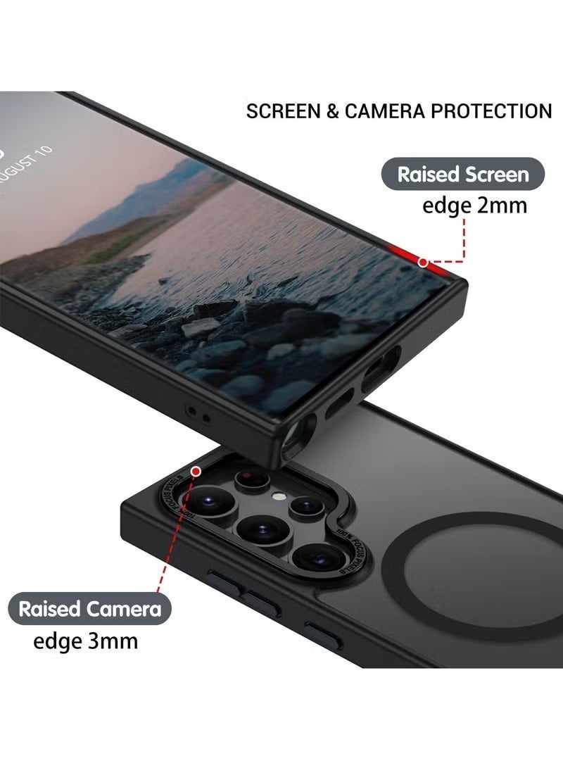 Gecomo for Samsung S25 Ultra Case, Compatible with MagSafe, Magnetic Translucent Matte Back Shockproof Cover with Strong Magnet, Slim Thin Full Protection Phone Case for Galaxy S25 Ultra 5G (Black) - Image 4