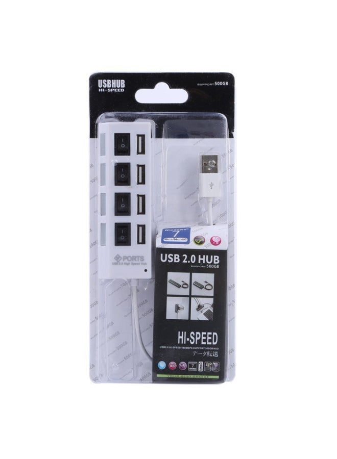 Neutral Usb Hub Extender 7-port Hub Black And White With Switch Light Hub 4-port Expansion Dock - Image 1