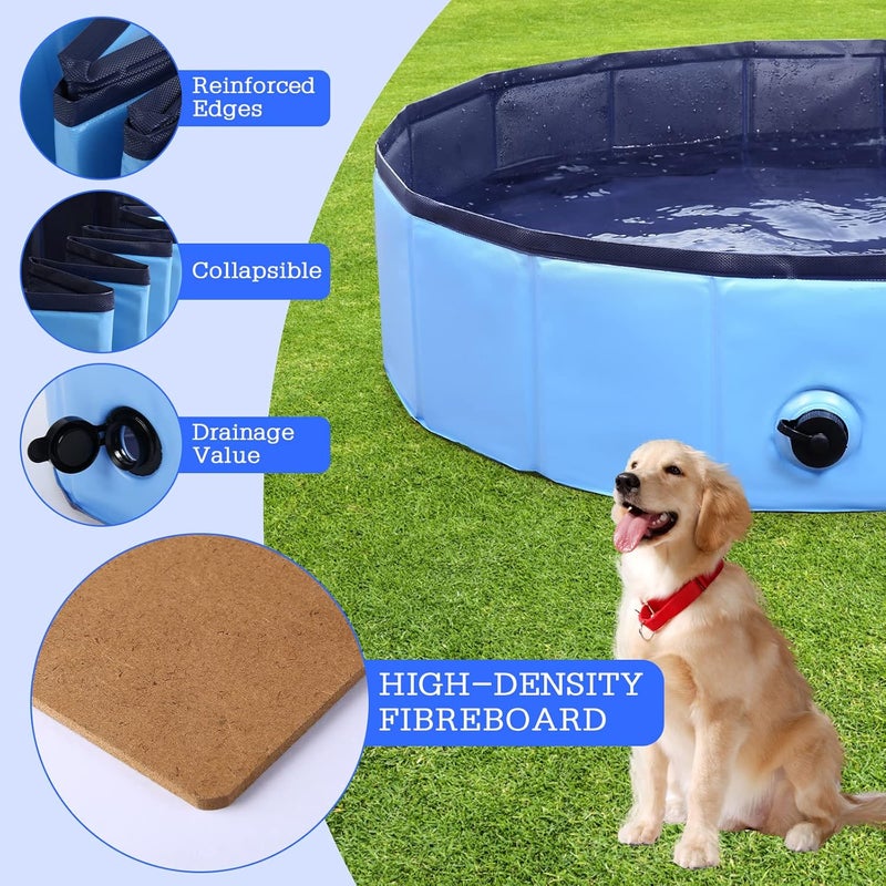 Eooqi Foldable Dog Bath Swimming Pool Plastic Kiddie Pool Professional Tub Collapsible Grooming Bathtub for Pets Kids Baby and Toddler, 32 x 8 Inches Blue - Image 3