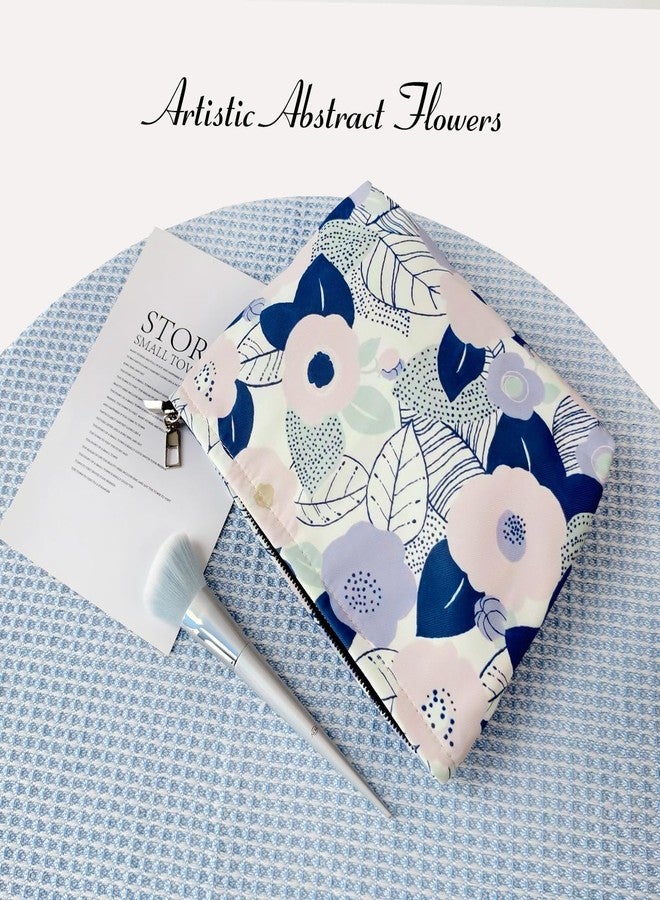 STARDW Flower Cosmetic Bags Makeup Bags for Women and Girls,Travel Makeup Bag Large Capacity Canvas Makeup Bag,Makeup Organizer Bag Zipper Pouch, Abstract Flowers, Large Capacity Aesthetic Makeup Bags - Image 3