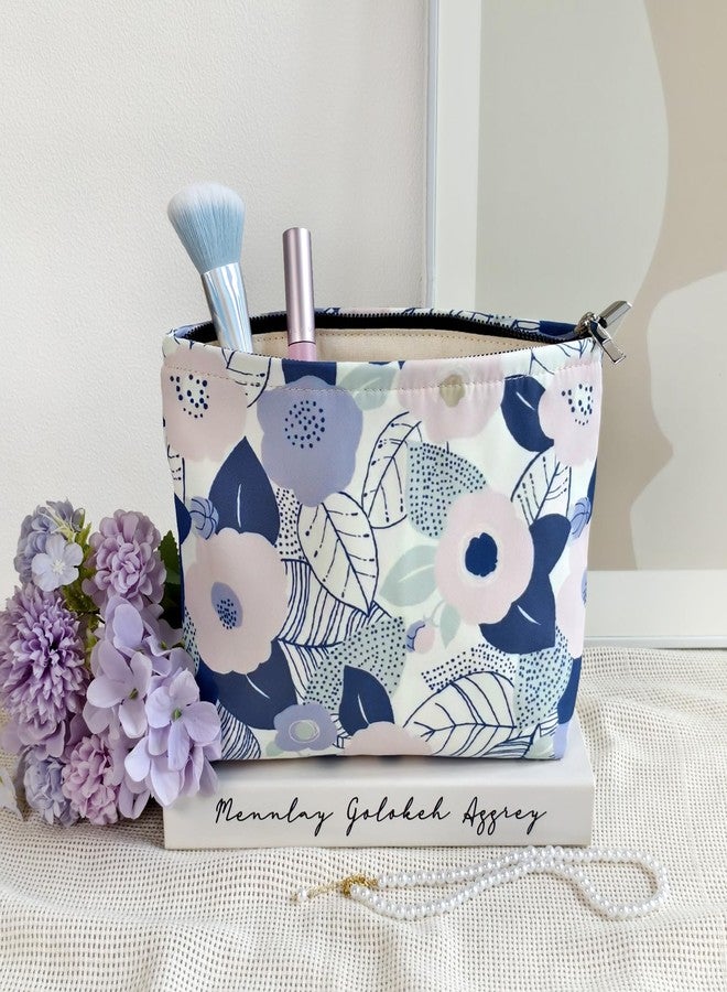 STARDW Flower Cosmetic Bags Makeup Bags for Women and Girls,Travel Makeup Bag Large Capacity Canvas Makeup Bag,Makeup Organizer Bag Zipper Pouch, Abstract Flowers, Large Capacity Aesthetic Makeup Bags - Image 2