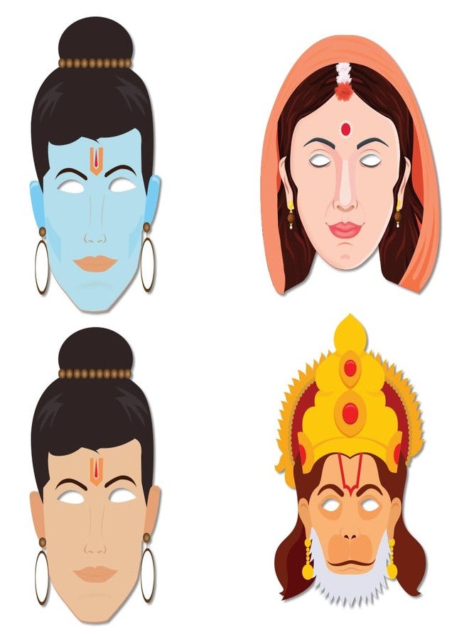 Festiko® Ramayan Face Masks for Kids 12 Pcs, Dussehra Decoration Items, Theme Decoration - Image 1