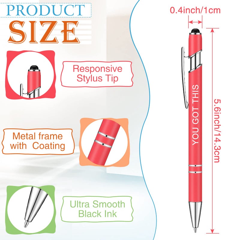Zonon 12 Pcs Inspirational Pens Bulk Funny Ballpoint Pen with Stylus Tip Motivational Gifts for Christmas Teacher Coworkers Nurse School Office Supplies(Macaron Boss Lady) - Image 2