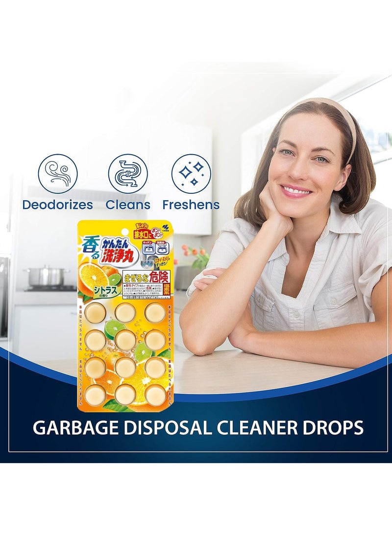 SOLARAE Citrus Drain Cleaning Pill, Odor Removal Slime Remover, Pipe Sink Wash, Bath Prevents Plug Hole Obstructions to Keep Clear and Odor Free, Kitchen Toilet 12 Tablets Orange - Image 2