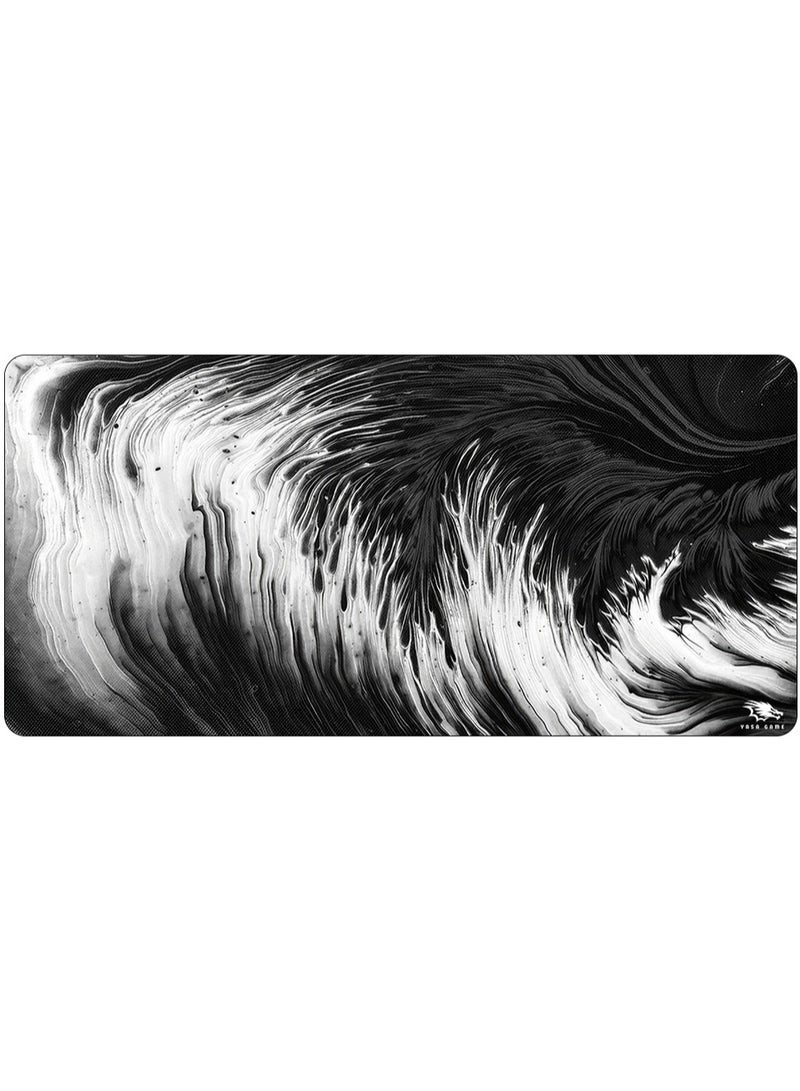 YASA GAME Extended Large Gaming Mouse Pad 100 X 50 cm XXL Full Desk Art style & Mousepad Non-Slip Rubber Base Big Keyboard Mat with Stitched Edges water resist for Gaming from Yasa ( Ripple Black ) - Image 1