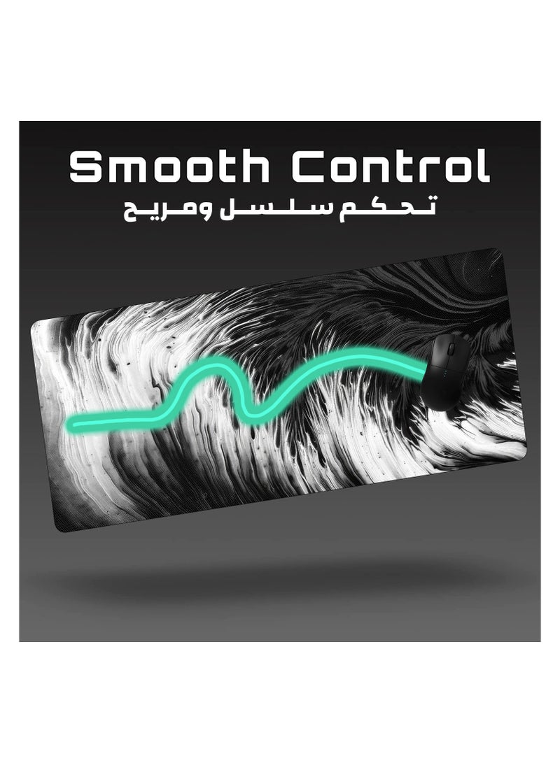 YASA GAME Extended Large Gaming Mouse Pad 100 X 50 cm XXL Full Desk Art style & Mousepad Non-Slip Rubber Base Big Keyboard Mat with Stitched Edges water resist for Gaming from Yasa ( Ripple Black ) - Image 2