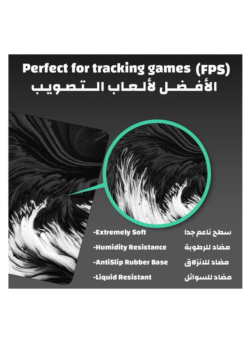 YASA GAME Extended Large Gaming Mouse Pad 100 X 50 cm XXL Full Desk Art style & Mousepad Non-Slip Rubber Base Big Keyboard Mat with Stitched Edges water resist for Gaming from Yasa ( Ripple Black ) - Image 3