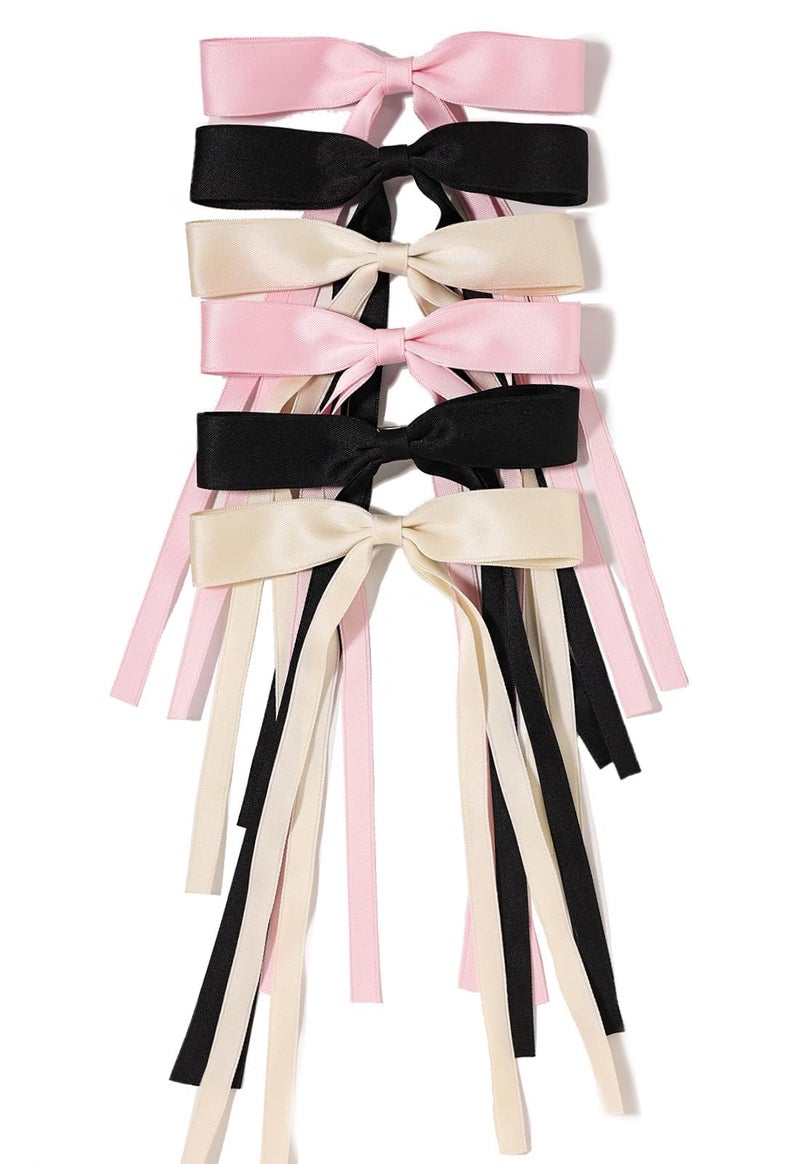 LFOUVRE Hair Bows for Women Pink Black Beige
