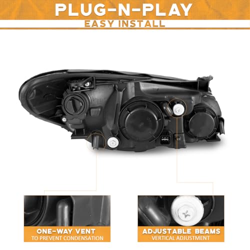 WEELMOTO Headlights for 2007-2009 Hyundai Elantra Headlight Assembly Compatible with 2007 2008 2009 Hyundai Elantra Headlamp Replacement Chrome Housing Amber Reflector with Blubs - Image 4