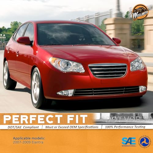 WEELMOTO Headlights for 2007-2009 Hyundai Elantra Headlight Assembly Compatible with 2007 2008 2009 Hyundai Elantra Headlamp Replacement Chrome Housing Amber Reflector with Blubs - Image 2