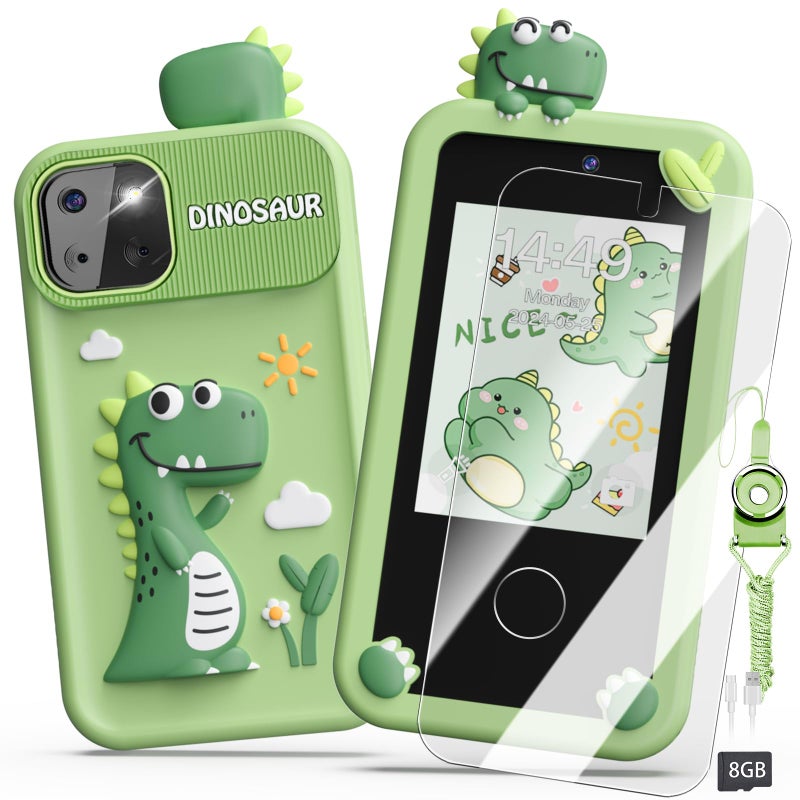 Luyiilo Kids Smart Phone Toys for BoysDinosaurs Gift Toys for Boys Ages 39 Christmas Birthday Gifts Mini Smart Phone Toys With 28 Touchscreen 16 Learning Games Dual Camera Music Player 8G SD Card - Image 2