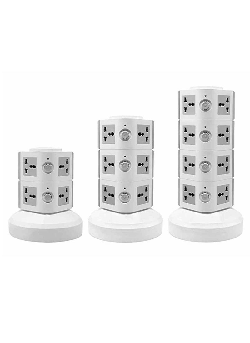 Generic - Universal Vertical Multi Socket 220V Tower Extension Electrical Outlet Lead with USB Ports 3M Cord and UK-Plug Power Strip Multi Charging Station (2 Layer-Gray white) - Image 1