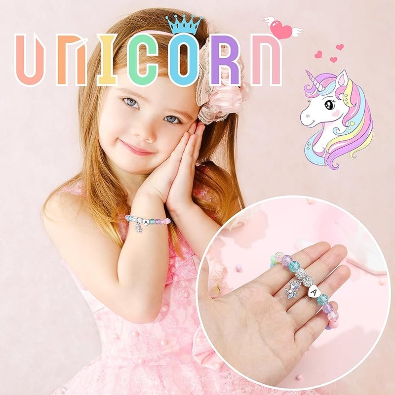 Hidepoo Unicorn Birthday Gifts - Unicorn Bracelet Gifts for Girls, Adjustable Beads and Rhinestone Balls Unicorn Bracelet Initial Unicorn Bracelets Jewelry Unicorn Bracelet Birthday Gifts for Girls - Image 2