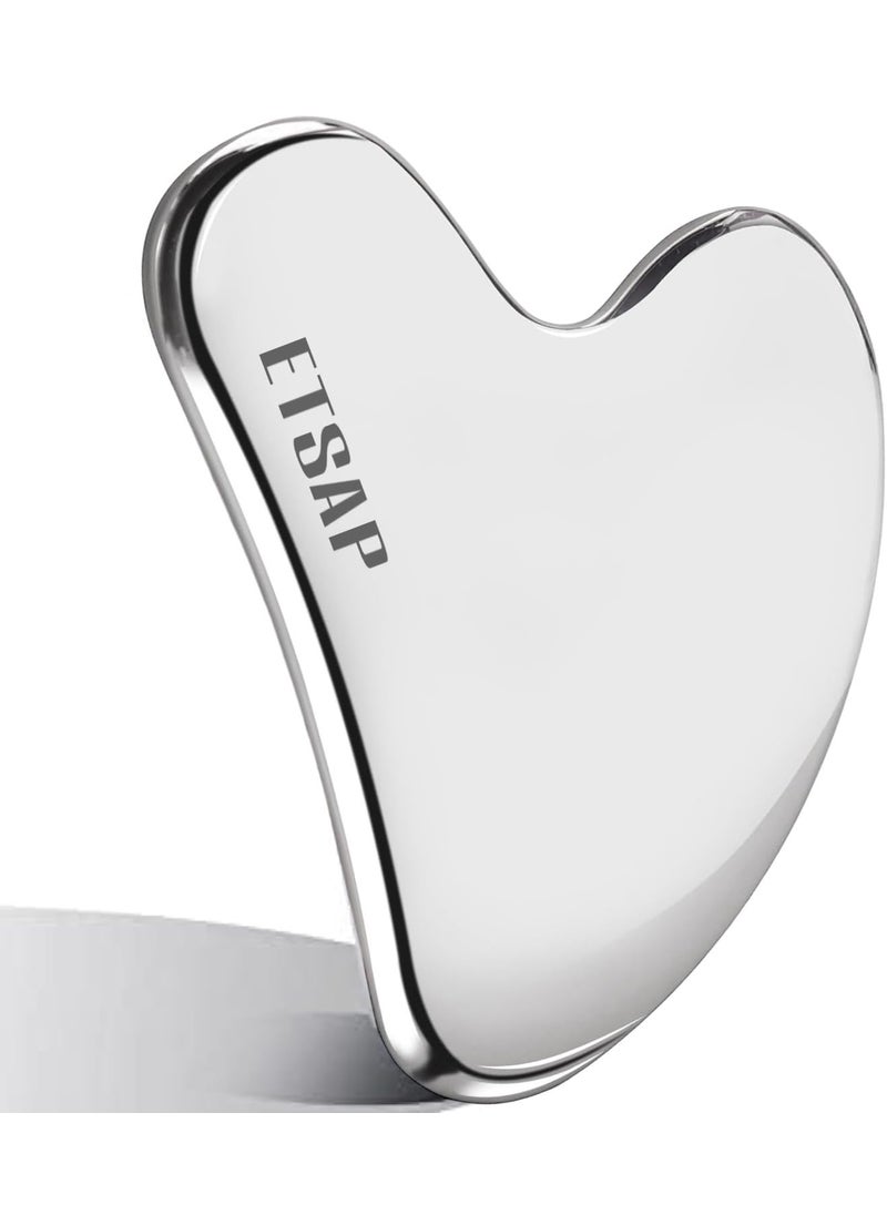 B-BUCKET ETSAP Premium Stainless Steel Gua ShaMetal Gua Sha Facial Tool Firm Face Muscles Reduce Puffiness Facial Tension Helps Lymphatic Drainage GuaSha Beauty Tool for Body Neck Eyes Heart Shape SS GUA SHA 85 GRM  - Image 1