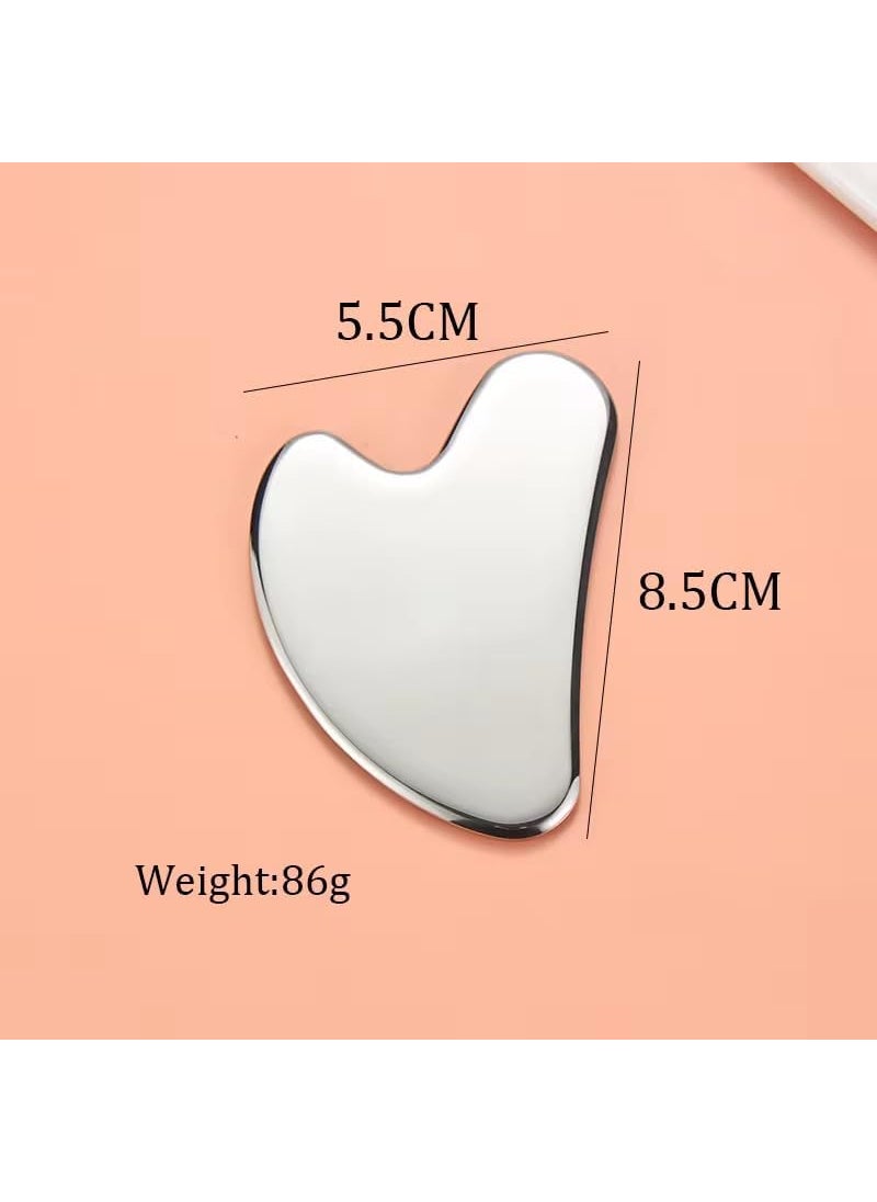 B-BUCKET ETSAP Premium Stainless Steel Gua ShaMetal Gua Sha Facial Tool Firm Face Muscles Reduce Puffiness Facial Tension Helps Lymphatic Drainage GuaSha Beauty Tool for Body Neck Eyes Heart Shape SS GUA SHA 85 GRM  - Image 3