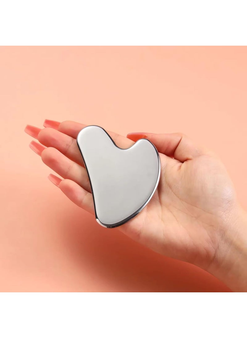 B-BUCKET ETSAP Premium Stainless Steel Gua ShaMetal Gua Sha Facial Tool Firm Face Muscles Reduce Puffiness Facial Tension Helps Lymphatic Drainage GuaSha Beauty Tool for Body Neck Eyes Heart Shape SS GUA SHA 85 GRM  - Image 2