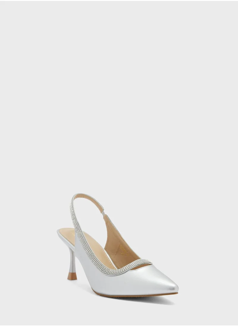 ايلا ليمتد اديشن Diamante Trim Slingback Kitten Pointed Pump