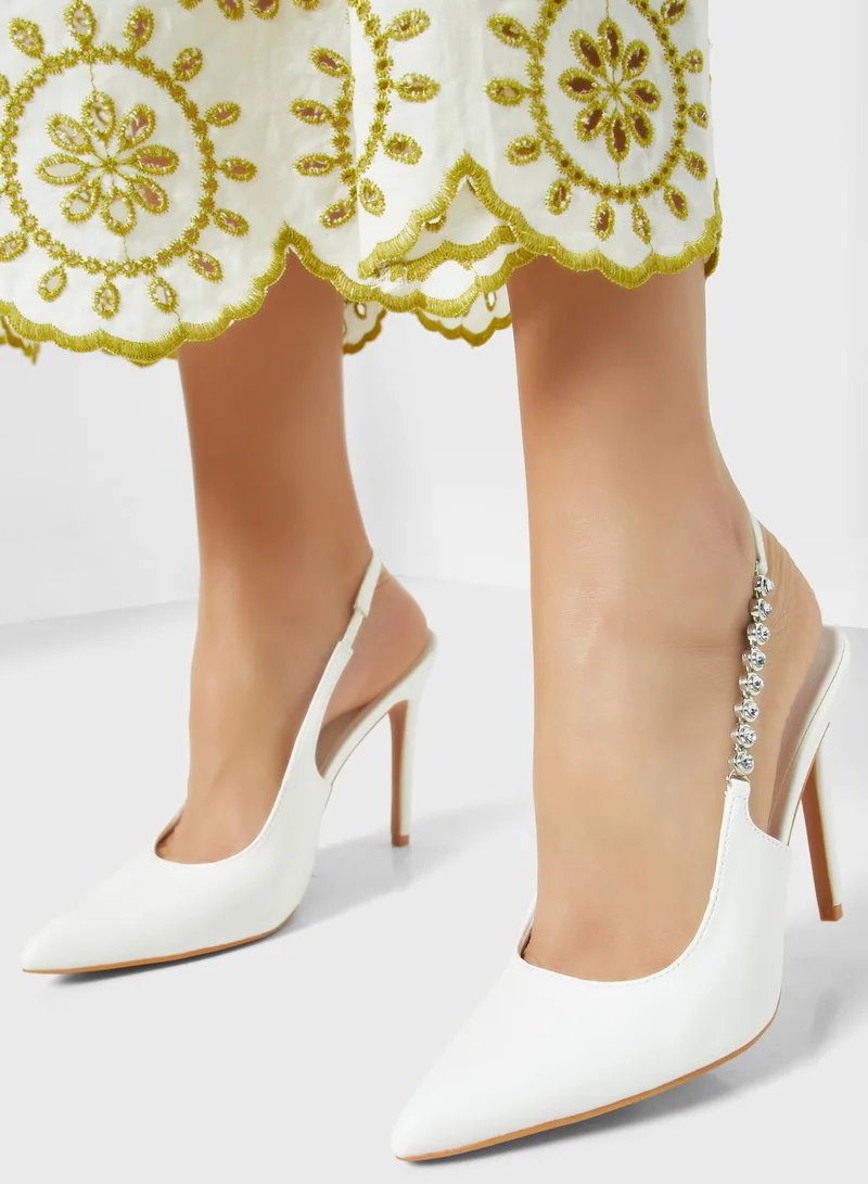 ايلا ليمتد اديشن Diamante Trim Slingback Kitten Pointed Pump