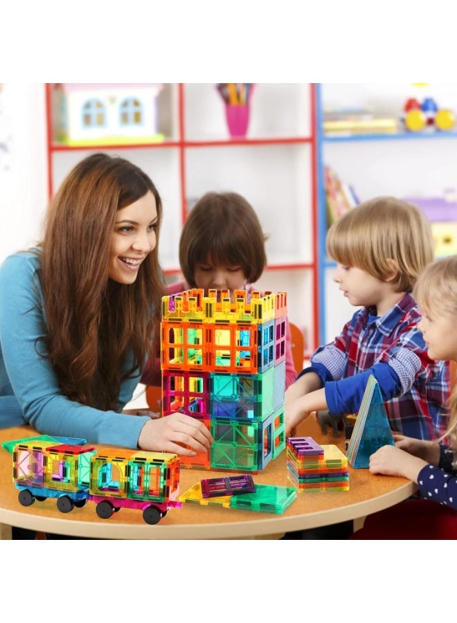 Gemmicc 60 Pieces Magnetic Tiles Building Set for Kids – Colorful Magnetic Construction Blocks with Squares, Triangles, Windows & Special Building Pieces – STEM Educational Toy for Creative 2D & 3D Play - Image 5
