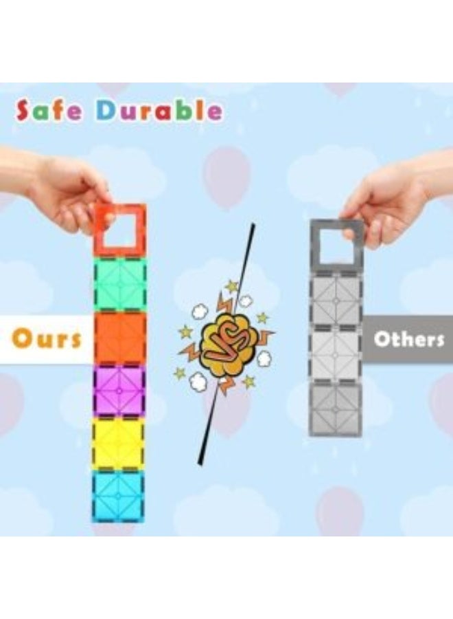 Gemmicc 60 Pieces Magnetic Tiles Building Set for Kids – Colorful Magnetic Construction Blocks with Squares, Triangles, Windows & Special Building Pieces – STEM Educational Toy for Creative 2D & 3D Play - Image 3