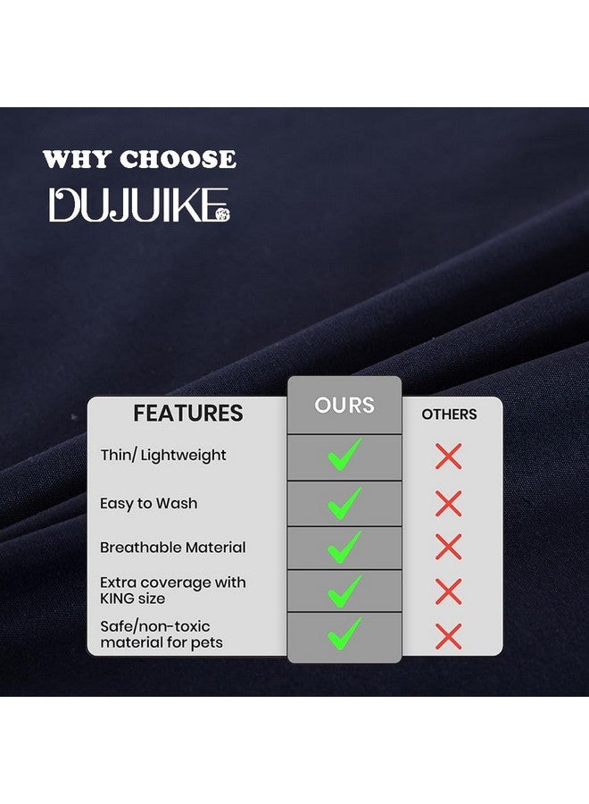DUJUIKE Waterproof Bed Cover for Dog and Cats,Pet Hair Resistant Bed Sheet Cover, Protective Bed Liner Cover with 100% Waterproof Breathable Thin Fabric (Twin 63 * 90 inch, Navy Blue) - Image 4