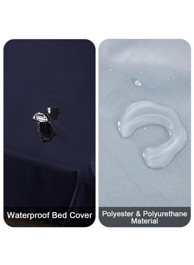 DUJUIKE Waterproof Bed Cover for Dog and Cats,Pet Hair Resistant Bed Sheet Cover, Protective Bed Liner Cover with 100% Waterproof Breathable Thin Fabric (Twin 63 * 90 inch, Navy Blue) - Image 2