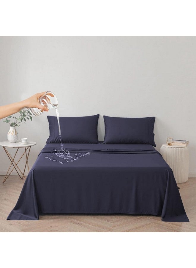 DUJUIKE Waterproof Bed Cover for Dog and Cats,Pet Hair Resistant Bed Sheet Cover, Protective Bed Liner Cover with 100% Waterproof Breathable Thin Fabric (Twin 63 * 90 inch, Navy Blue) - Image 1