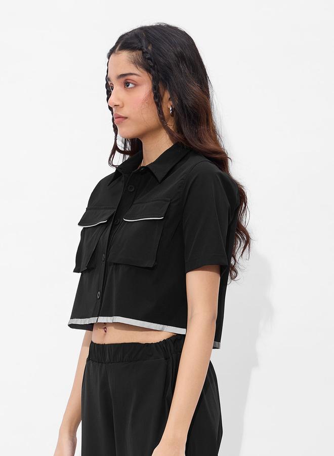 ذا سوليد ستور قميص قصير مزود بجيب بغطاء - Image 3