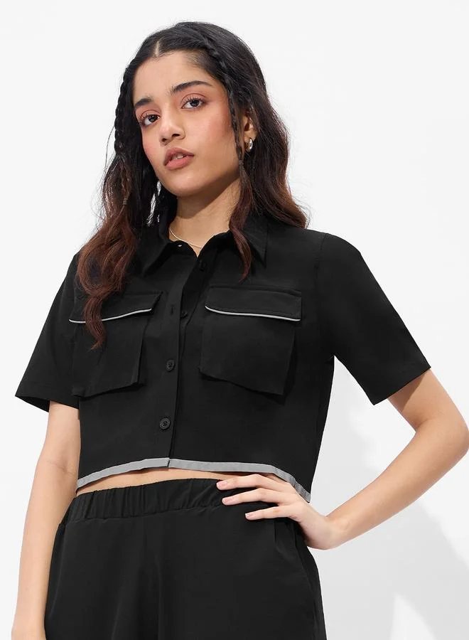 ذا سوليد ستور قميص قصير مزود بجيب بغطاء