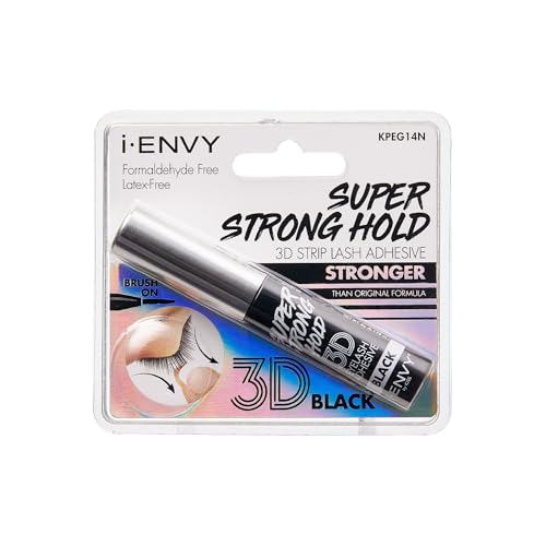 iEnvy Super Strong Hold 3D Strip Lash Glue BrushOn False Eyelash Adhesive Waterproof Hypoallergenic Latex Formaldehyde Free Black