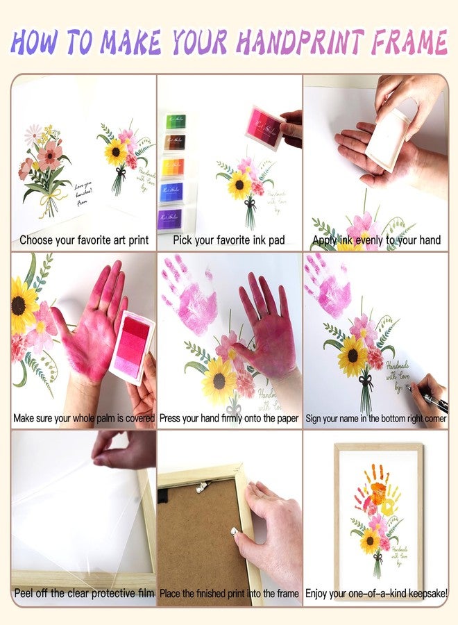 Physkoa Handprint Flower Kit with Frame - Gifts for Mom Grandma at Mother’s Day, Grandparents Day, Christmas, Birthdays, Baby Showers - DIY Family Keepsake Craft - Image 4