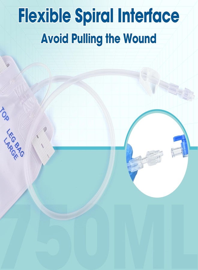 Dedsio 750ml Nephrostomy Bags, 3 Pack Urine Drainage Bag, Clear Bags with 24" Silicone Tube, Twist Drain Valve, with 6 Pcs Soft Adjustable Leg Bag Straps for Secure Fit - Image 4