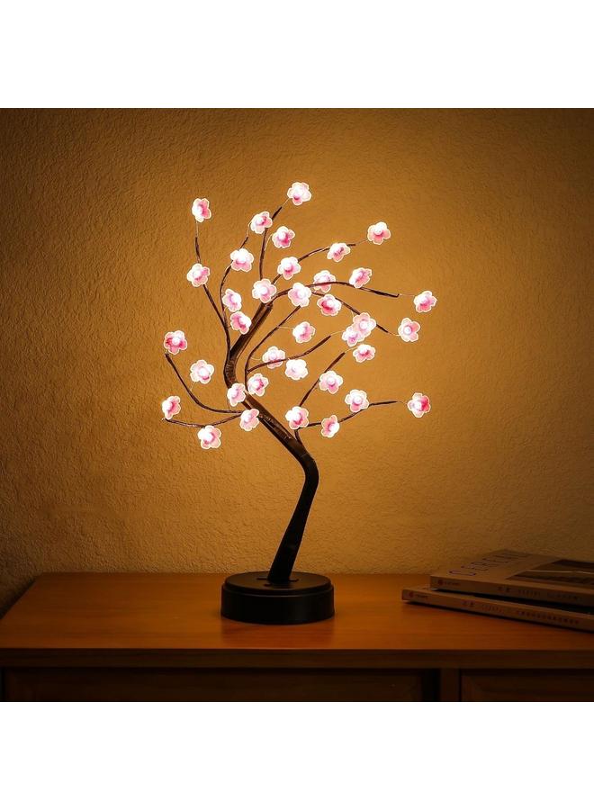 Bluejw Cherry Blossom Tree Lamp, 18inch 36 Led Bonsai Tree Lights, Battery/USB Operated Japanese Decor Night Lights for Bedroom Home Idea - Image 2
