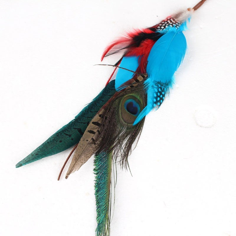 Suoirblss 1 Pc Handmade Boho Hippie Hair Extensions with Feather Clip Comb Hairpin Headdress DIY Accessories for Women Lady - Image 3