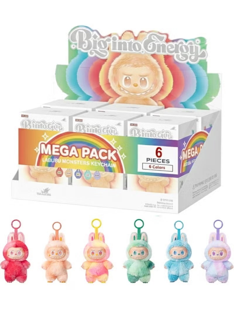 Labubu The Monsters Plush Doll Keychain Set 6 Pcs – Bing Into Energy Cute Vinyl Face Stuffed Animal Bag Charms with Hanging Loop | Fluffy Kawaii Backpack Pendant & Car Ornament | Colorful Collectible Art Toy Gift for Girls & Teens