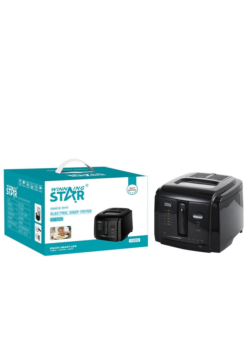 Electric Fryer Cold Contact Surface Easy to Clean Non stick Basket 3L Large Capacity Adjustable Temperature Black
