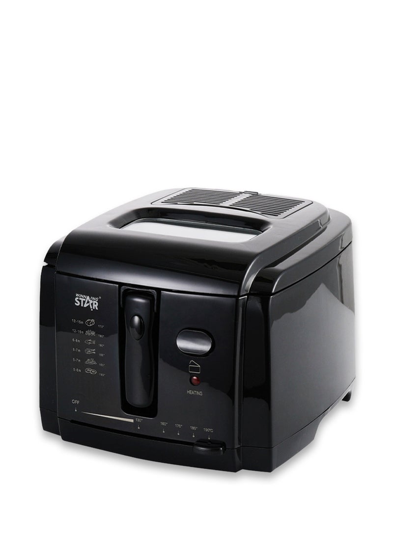 Electric Fryer Cold Contact Surface Easy to Clean Non stick Basket 3L Large Capacity Adjustable Temperature Black