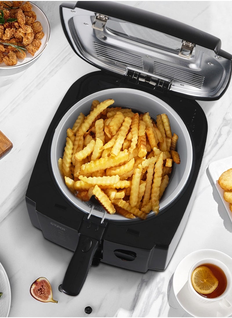 Electric Fryer Cold Contact Surface Easy to Clean Non stick Basket 3L Large Capacity Adjustable Temperature Black