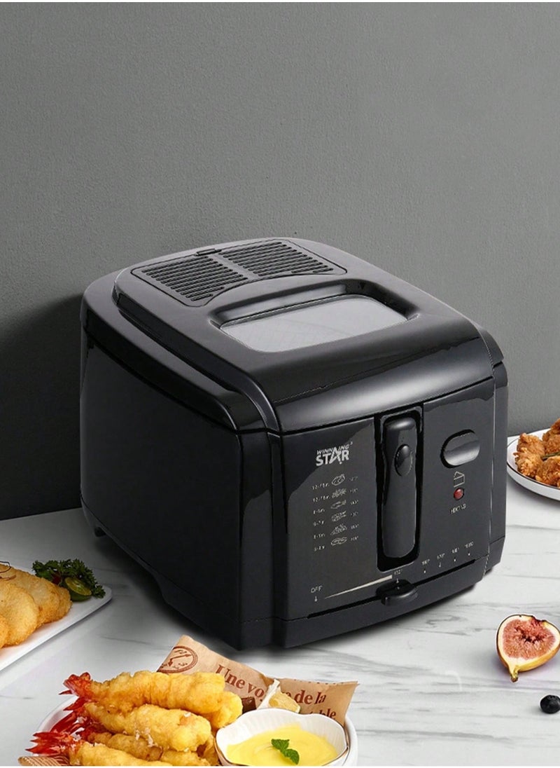 Electric Fryer Cold Contact Surface Easy to Clean Non stick Basket 3L Large Capacity Adjustable Temperature Black
