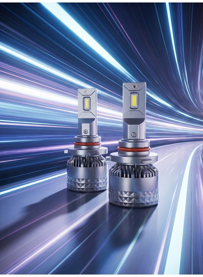 مصابيح أمامية ذكية للسيارة بتقنية LED يتم التحكم بها عبر الهاتف، إضاءة بيضاء وصفراء قابلة للتعديل حتى 8000 كلفن، سطوع قابل للتعديل، مروحة تبريد - Image 1