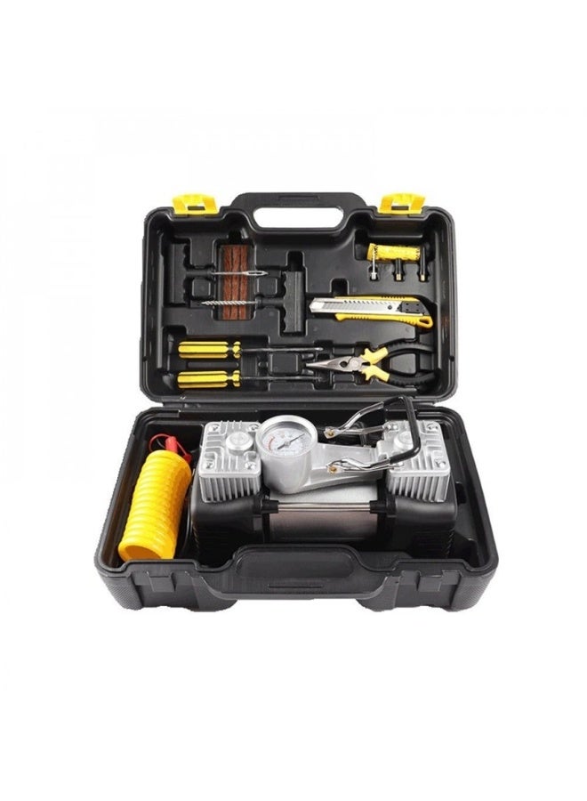 منفاخ هواء للسيارة 2 بستم مع مجموعة ملحقات لسلامتك على الطريق في حقيبة مميزة - Image 1