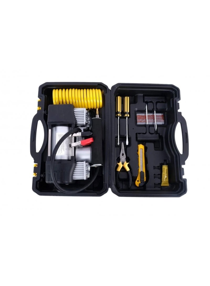 منفاخ هواء للسيارة 2 بستم مع مجموعة ملحقات لسلامتك على الطريق في حقيبة مميزة - Image 2