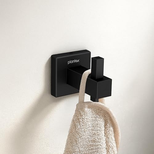 Plantex Stainless Steel Robe Hook for Bathroom/Door Hanger Hook/Wall Towel Hook/Bathroom Accessories - Pack of 1, Aqua (Black) - Image 1