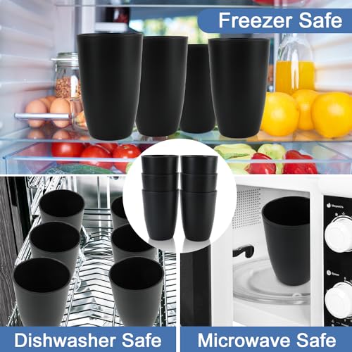 BUSOKIP 20 OZ Wheat Straw Cups SetS of 6, Unbreakable Drinking Cup, Alternative to Plastic Cups Reusable, Microwave & Dishwasher Safe Big Cup, Large Drinking Glasses for Kitchen, Party (Black) - Image 5