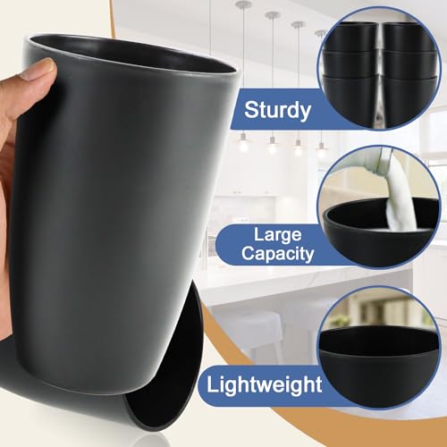 BUSOKIP 20 OZ Wheat Straw Cups SetS of 6, Unbreakable Drinking Cup, Alternative to Plastic Cups Reusable, Microwave & Dishwasher Safe Big Cup, Large Drinking Glasses for Kitchen, Party (Black) - Image 4
