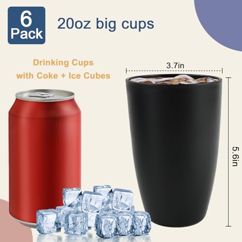 BUSOKIP 20 OZ Wheat Straw Cups SetS of 6, Unbreakable Drinking Cup, Alternative to Plastic Cups Reusable, Microwave & Dishwasher Safe Big Cup, Large Drinking Glasses for Kitchen, Party (Black) - Image 3