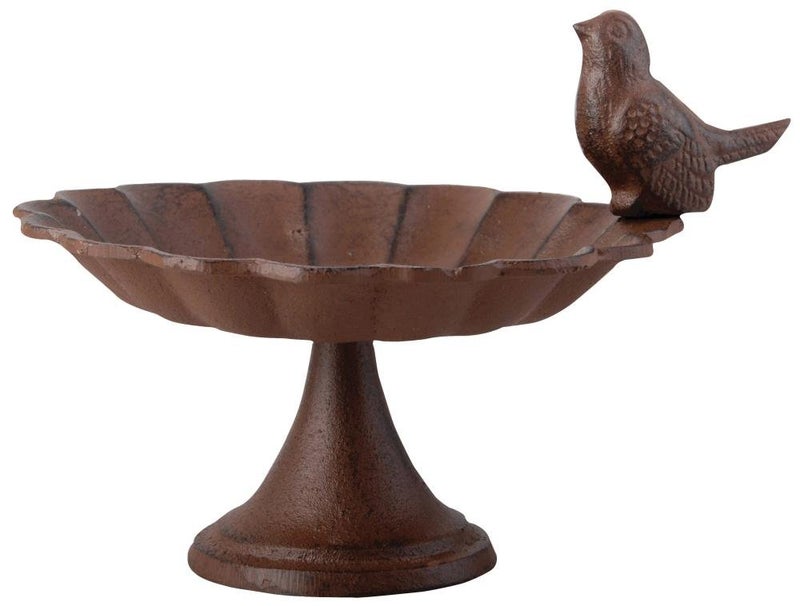 Esschert Design FB164 Cast Iron Pedestal Birdbath, Small, Antique Brown - Image 1