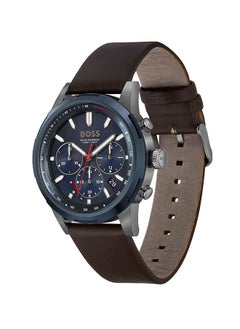HUGO BOSS Men Chronograph Round Shape Leather Wrist Watch 44 mm  - Image 2