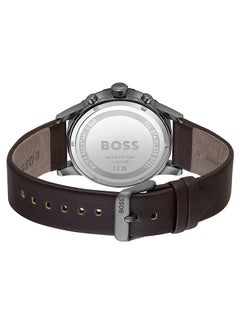 HUGO BOSS Men Chronograph Round Shape Leather Wrist Watch 44 mm  - Image 3