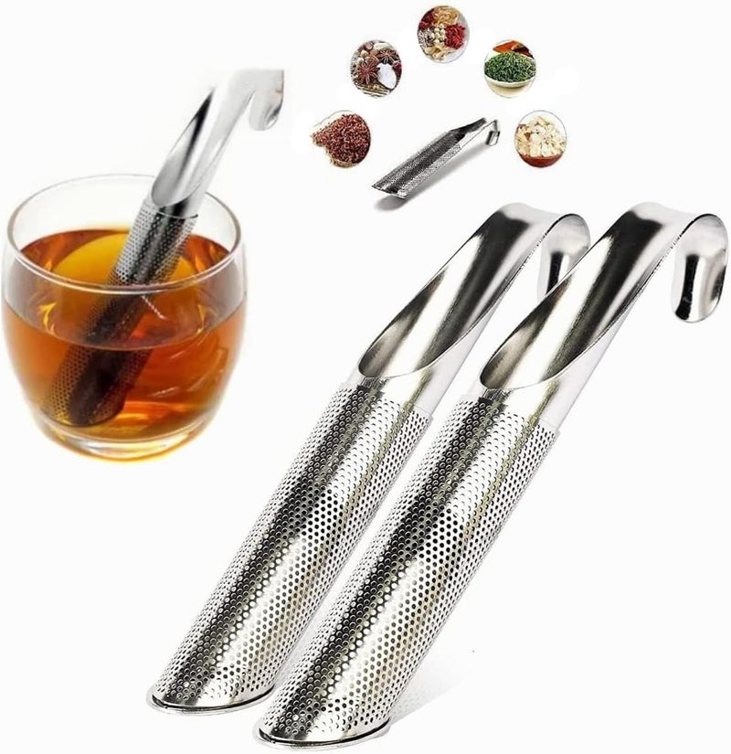 woobles 2 Pcs Stainless Steel Tea Diffuser, Reusable Stainless Steel Tea Infusers for Loose Tea, Long-Handle Tea Filter with Hook for Tea - Image 1